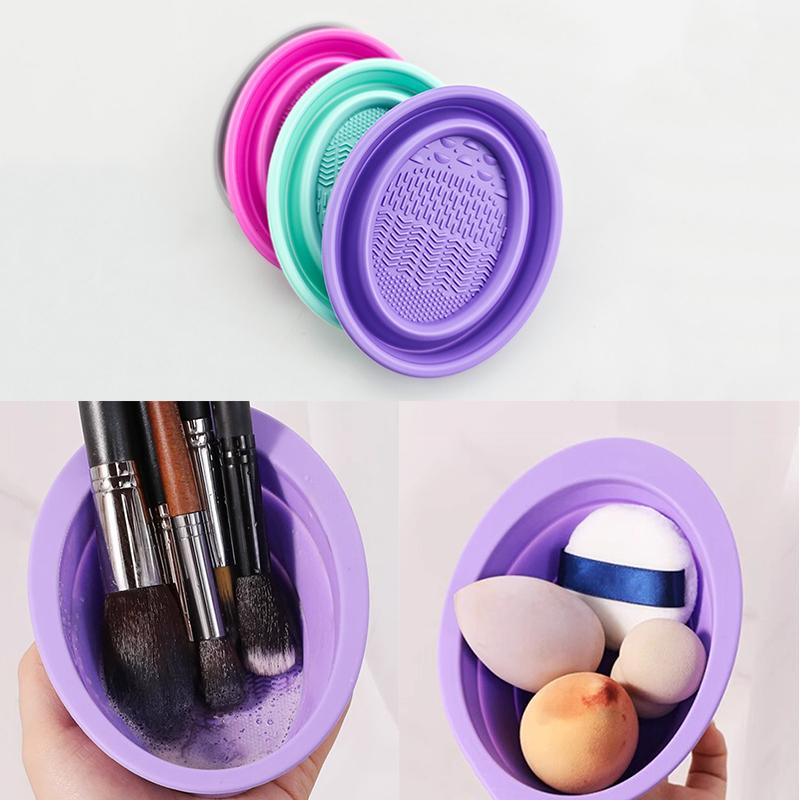 Beauty Makeup Fashion - Soft Silicone Makeup Brush Cleaner Folding