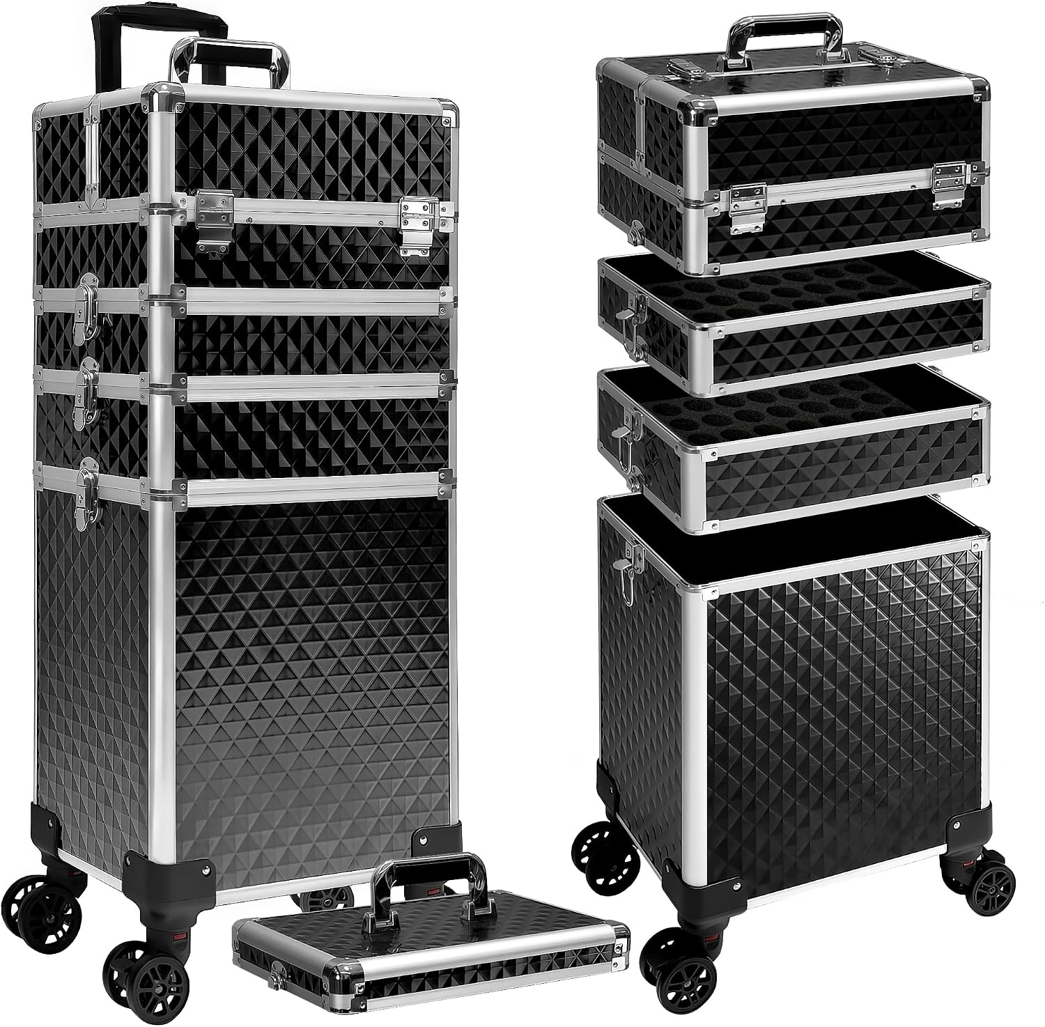 Beauty Makeup & D Anime Studio - Rolling Makeup Train Case, Cosmetic Trolley