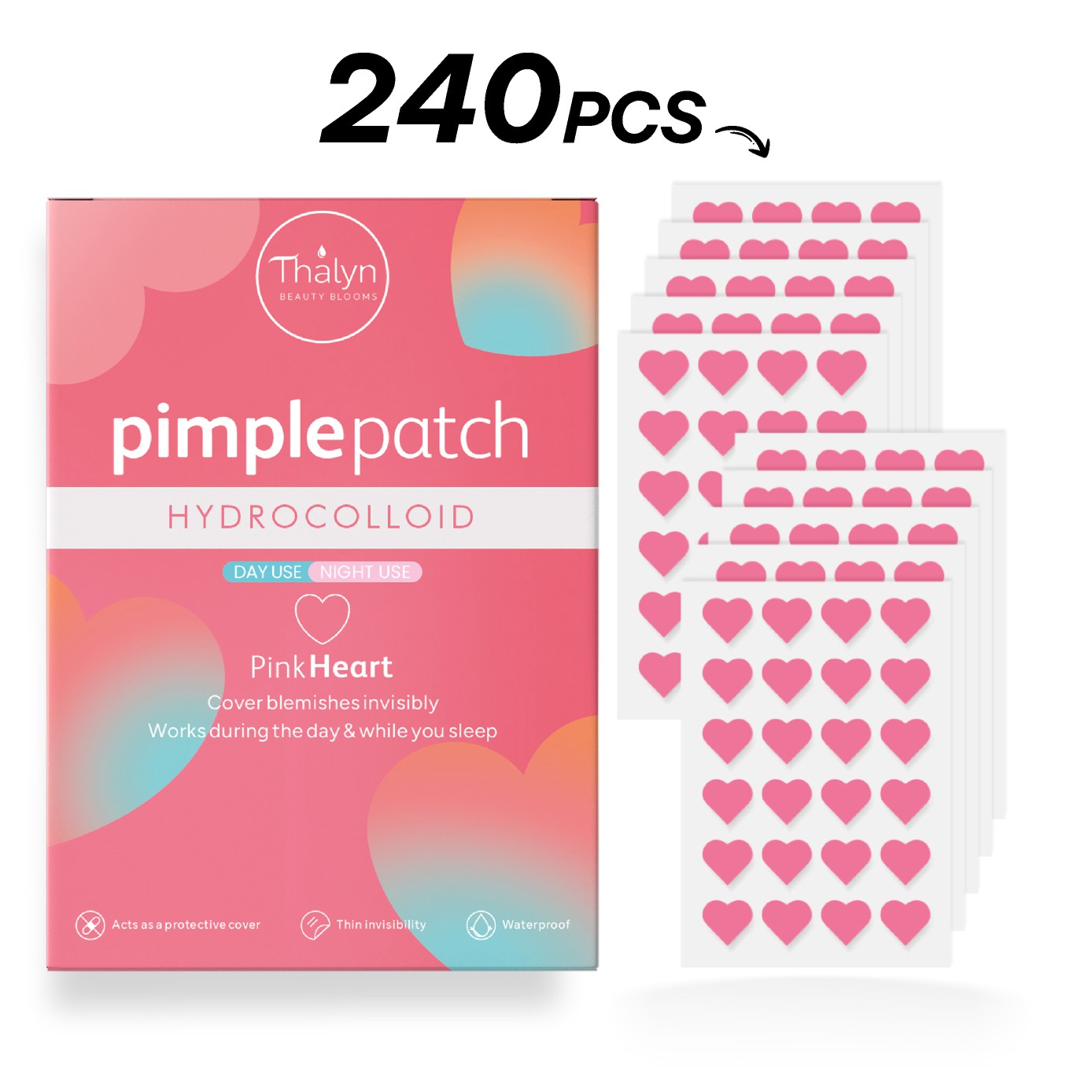 240PCS Pink Heart Pimple Patch - огляд і ціна Beauty Zone Makeup
