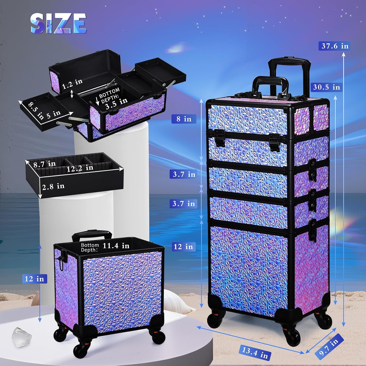 Rolling Makeup Train Case, Lar - огляд і ціна Beauty Makeup & D Anime Studio
